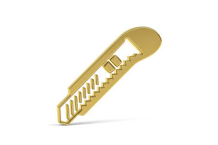 Golden 3d paper cutter icon on white background - 3d renderの写真素材