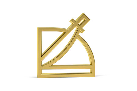 Golden 3d paper cutter icon on white background - 3d renderの写真素材