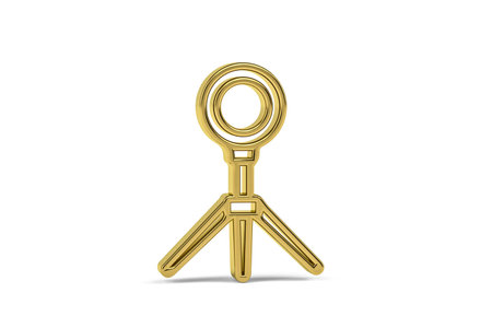 Golden 3d tripod icon isolated on white background - 3D renderの写真素材