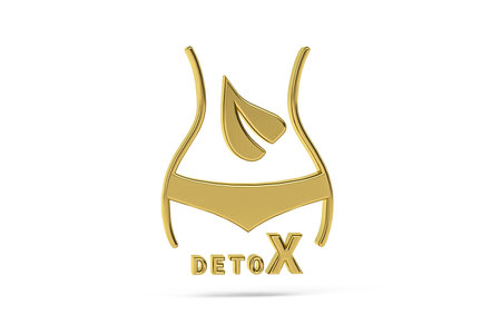 Golden 3d detox icon isolated on white background - 3d renderの写真素材
