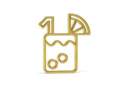 Golden 3d detox icon isolated on white background - 3d renderの写真素材