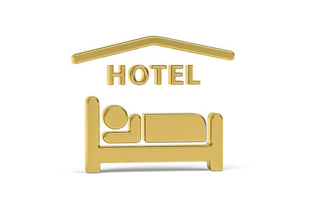 Golden 3d hotel icon isolated on white background - 3D renderの写真素材