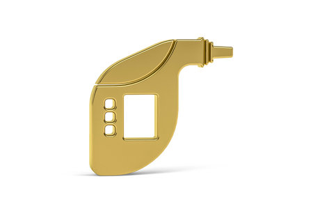 Golden 3d breath analyzer icon isolated on white background - 3D renderの写真素材