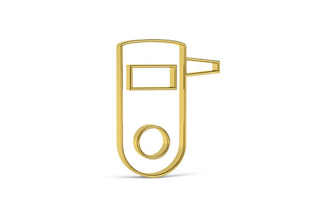 Golden 3d breath analyzer icon isolated on white background - 3D renderの写真素材