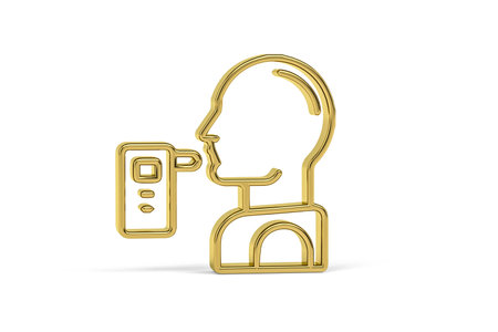 Golden 3d breath analyzer icon isolated on white background - 3D renderの写真素材