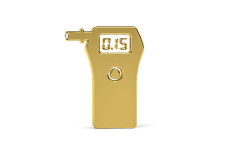 Golden 3d breath analyzer icon isolated on white background - 3D renderの写真素材