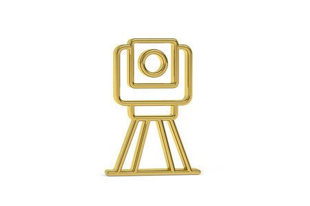 Golden 3d speed radar icon isolated on white background - 3D renderの写真素材