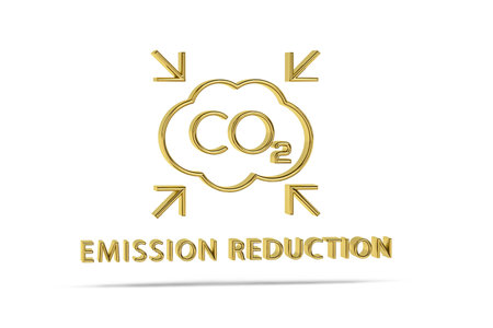Golden 3d CO2 emission icon isolated on white background - 3D renderの写真素材