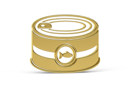 Golden 3d canned food icon isolated on white background - 3D renderの写真素材