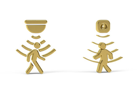 Golden 3d sensor icon isolated on white background - 3D renderの写真素材