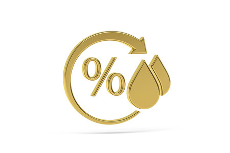 Golden 3d moisture meter icon isolated on white background - 3D renderの写真素材