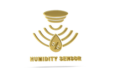 Golden 3d moisture meter icon isolated on white background - 3D renderの写真素材