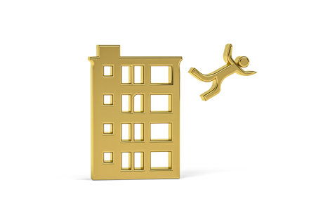 Golden 3d suicide icon isolated on white background - 3D renderの写真素材