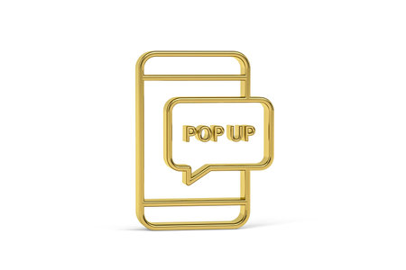 Golden 3d popup con isolated on white background - 3d renderの写真素材