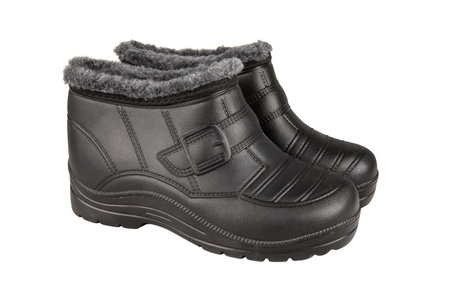 Garden Shoes - Black boots for gardening work isolated on white backgroundの写真素材