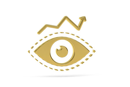Golden 3d business vision icon isolated on white background - 3d renderの写真素材
