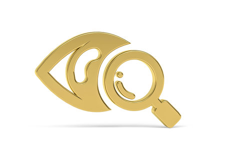 Golden 3d business vision icon isolated on white background - 3d renderの写真素材