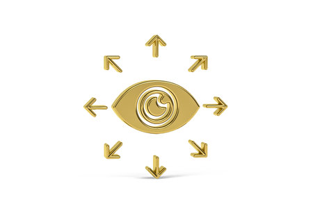 Golden 3d business vision icon isolated on white background - 3d renderの写真素材