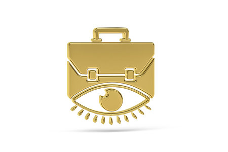 Golden 3d business vision icon isolated on white background - 3d renderの写真素材