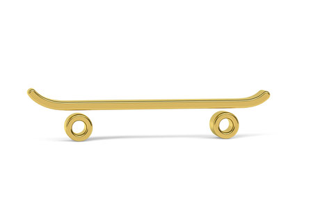 Golden 3d skateboard icon isolated on white background - 3d renderの写真素材