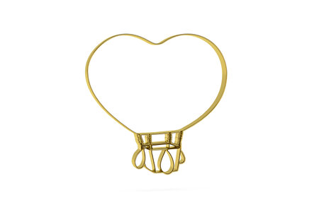 Golden 3d hot air balloon icon isolated on white background - 3d renderの写真素材