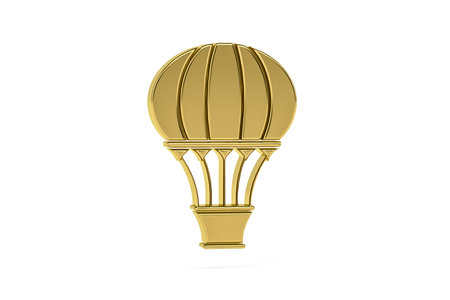 Golden 3d hot air balloon icon isolated on white background - 3d renderの写真素材