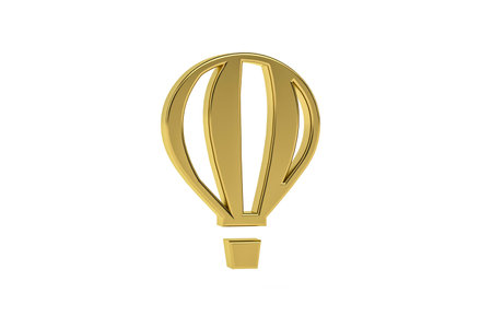 Golden 3d hot air balloon icon isolated on white background - 3d renderの写真素材