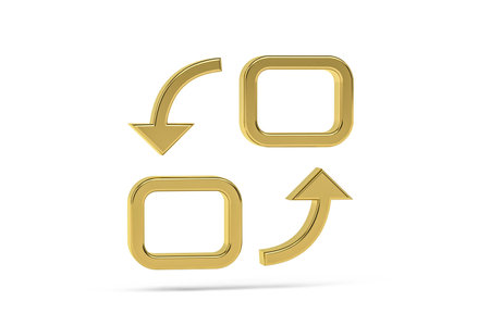 Golden 3d interaction icon isolated on white background - 3d renderの写真素材