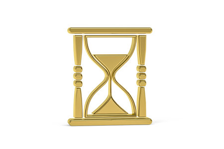 Golden 3d hourglass icon isolated on white background - 3d render