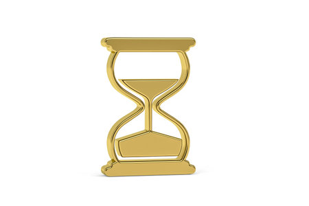 Golden 3d hourglass icon isolated on white background - 3d render