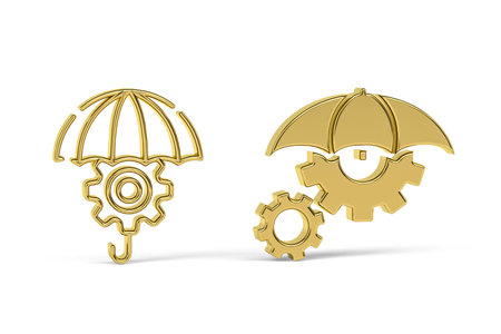 Golden 3d crisis management icon isolated on white background - 3d renderの写真素材
