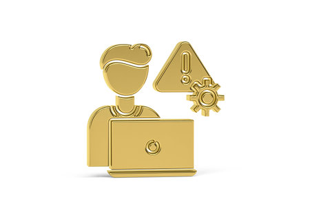 Golden 3d crisis management icon isolated on white background - 3d renderの写真素材