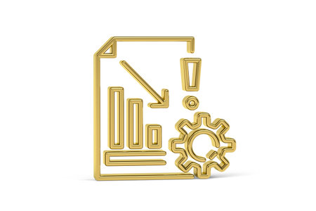 Golden 3d crisis management icon isolated on white background - 3d renderの写真素材