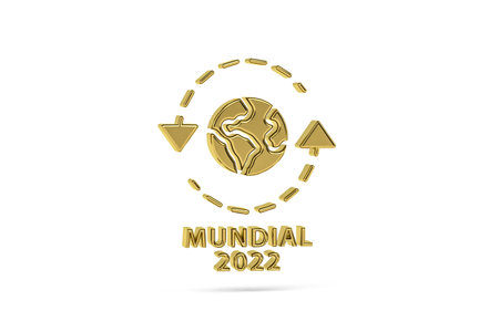 Golden 3d world icon isolated on white background - 3d renderの写真素材