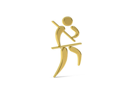 Golden 3d Arnis icon - Filipino martial art - isolated on white background - 3D renderの写真素材
