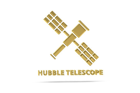 Golden 3d astronomy icon isolated on white background - 3d renderの写真素材