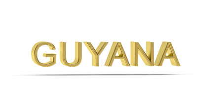 Golden 3D Guyana inscription isolated on white background - 3D renderの写真素材