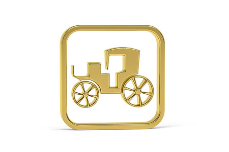 Golden 3d coachman icon isolated on white background - 3d renderの写真素材