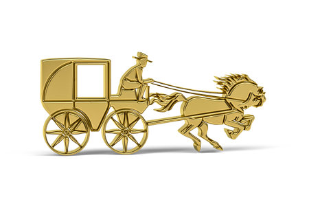 Golden 3d coachman icon isolated on white background - 3d renderの写真素材