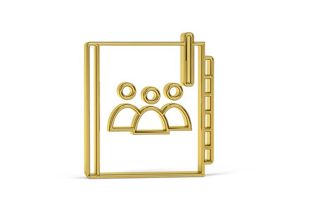 Golden 3d agenda icon isolated on white background - 3d renderの写真素材
