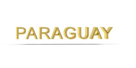 Golden 3D Paraguay inscription isolated on white background - 3D renderの写真素材
