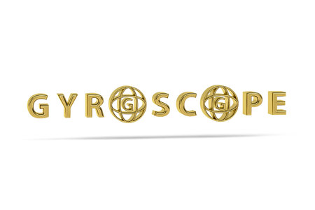 Golden 3d gyroscope icon isolated on white background - 3d renderの写真素材