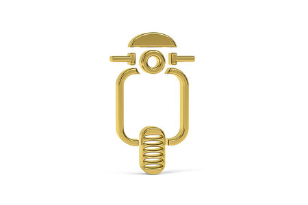 Golden 3d scooter icon isolated on white background - 3D renderの写真素材