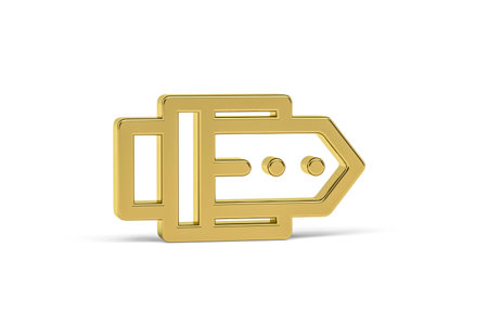 Golden 3d trouser belt icon isolated on white background - 3D renderの写真素材