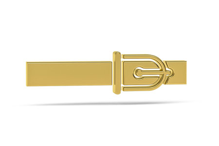 Golden 3d trouser belt icon isolated on white background - 3D renderの写真素材