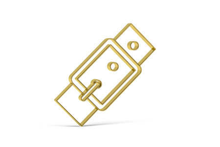 Golden 3d trouser belt icon isolated on white background - 3D renderの写真素材