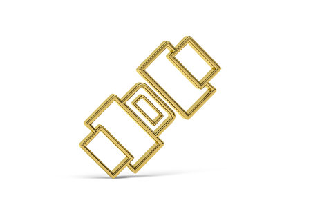 Golden 3d buckle icon isolated on white background - 3D renderの写真素材