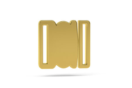 Golden 3d buckle icon isolated on white background - 3D renderの写真素材