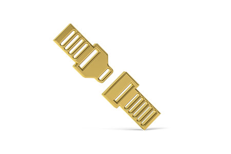 Golden 3d buckle icon isolated on white background - 3D renderの写真素材