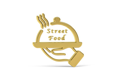 Golden 3d street food icon isolated on white background - 3d renderの写真素材